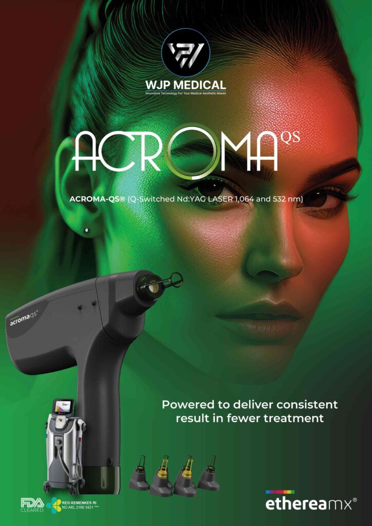 etherea mx Handpiece berbasis Q-switched Nd:YAG dengan panjang gelombang 1064/532 nm. Sangat efektif untuk penghapusan tato, pengobatan pigmentasi, dan peremajaan kulit non-ablative.